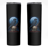 Horror Raven On Skull Skinny Tumbler Full Moon Gothic Art