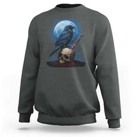 Horror Raven On Skull Sweatshirt Full Moon Gothic Art - Wonder Print Shop
