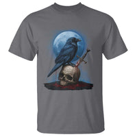 Horror Raven On Skull T Shirt Full Moon Gothic Art - Wonder Print Shop