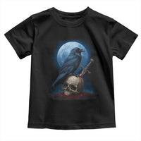Horror Raven On Skull Toddler T Shirt Full Moon Gothic Art - Wonder Print Shop