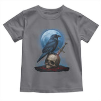 Horror Raven On Skull Toddler T Shirt Full Moon Gothic Art - Wonder Print Shop