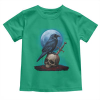 Horror Raven On Skull Toddler T Shirt Full Moon Gothic Art - Wonder Print Shop