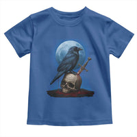 Horror Raven On Skull Toddler T Shirt Full Moon Gothic Art - Wonder Print Shop