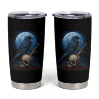 Horror Raven On Skull Tumbler Cup Full Moon Gothic Art