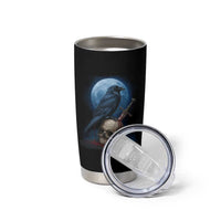 Horror Raven On Skull Tumbler Cup Full Moon Gothic Art