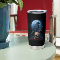 Horror Raven On Skull Tumbler Cup Full Moon Gothic Art