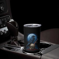 Horror Raven On Skull Tumbler Cup Full Moon Gothic Art