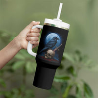 Horror Raven On Skull Tumbler With Handle Full Moon Gothic Art