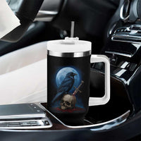 Horror Raven On Skull Tumbler With Handle Full Moon Gothic Art