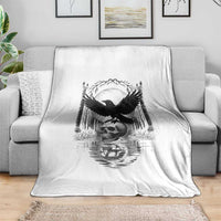Gothic Raven On Skull With Full Moon Throw Blanket - Wonder Print Shop