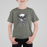 Gothic Raven On Skull With Full Moon T Shirt For Kid - Wonder Print Shop