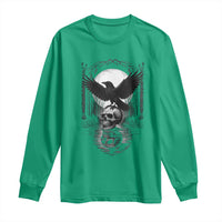 Gothic Raven On Skull With Full Moon Long Sleeve Shirt - Wonder Print Shop