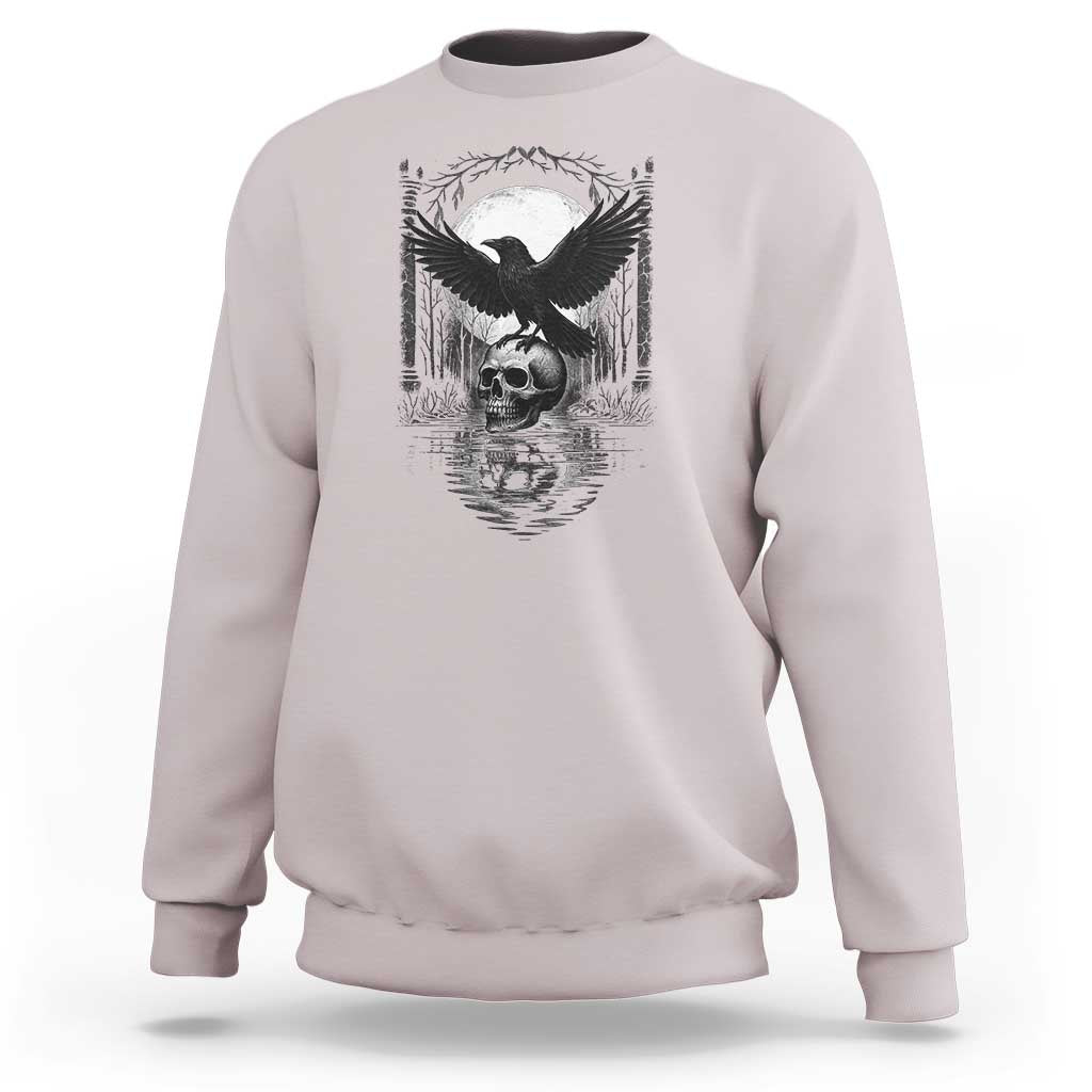 Gothic Raven On Skull With Full Moon Sweatshirt - Wonder Print Shop