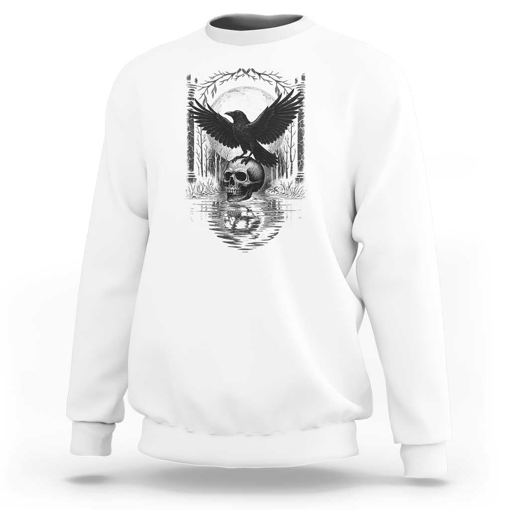Gothic Raven On Skull With Full Moon Sweatshirt - Wonder Print Shop