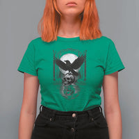 Gothic Raven On Skull With Full Moon T Shirt For Women - Wonder Print Shop