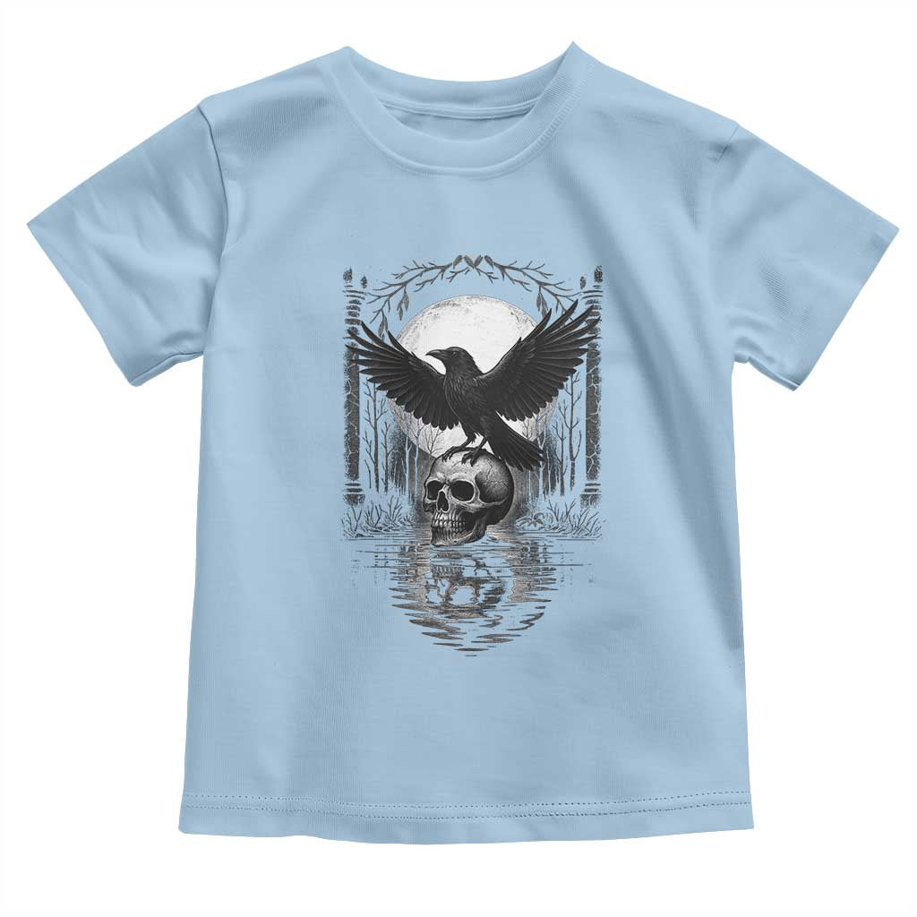 Gothic Raven On Skull With Full Moon Toddler T Shirt - Wonder Print Shop