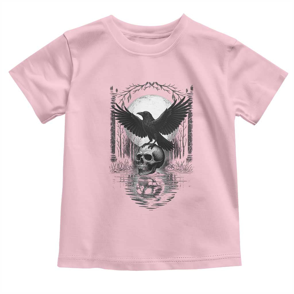 Gothic Raven On Skull With Full Moon Toddler T Shirt - Wonder Print Shop
