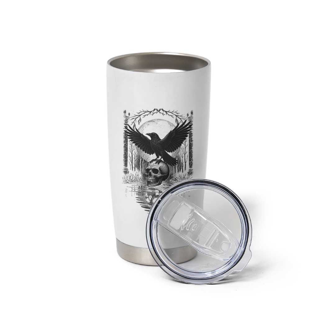 Gothic Raven On Skull With Full Moon Tumbler Cup
