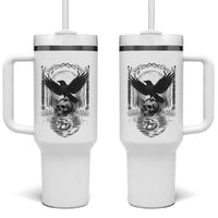 Gothic Raven On Skull With Full Moon Tumbler With Handle