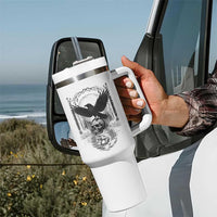 Gothic Raven On Skull With Full Moon Tumbler With Handle