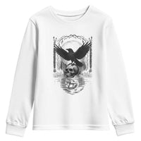 Gothic Raven On Skull With Full Moon Youth Sweatshirt - Wonder Print Shop