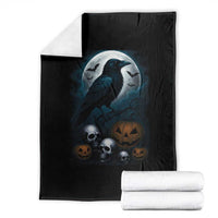 Halloween Gothic Raven Throw Blanket Full Moon Horror Art - Wonder Print Shop