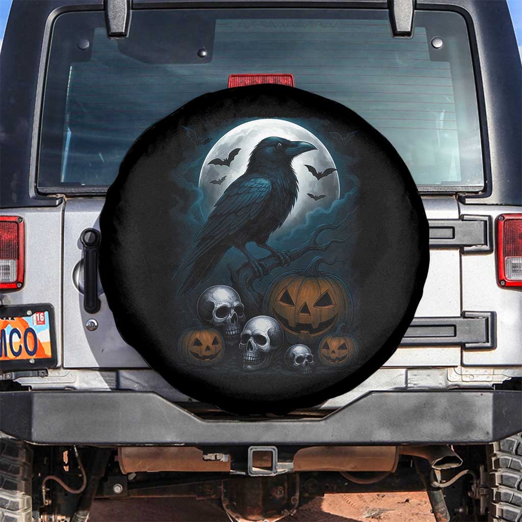 Halloween Gothic Raven Spare Tire Cover Full Moon Horror Art - Wonder Print Shop