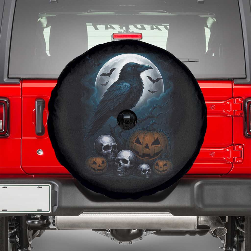 Halloween Gothic Raven Spare Tire Cover Full Moon Horror Art - Wonder Print Shop