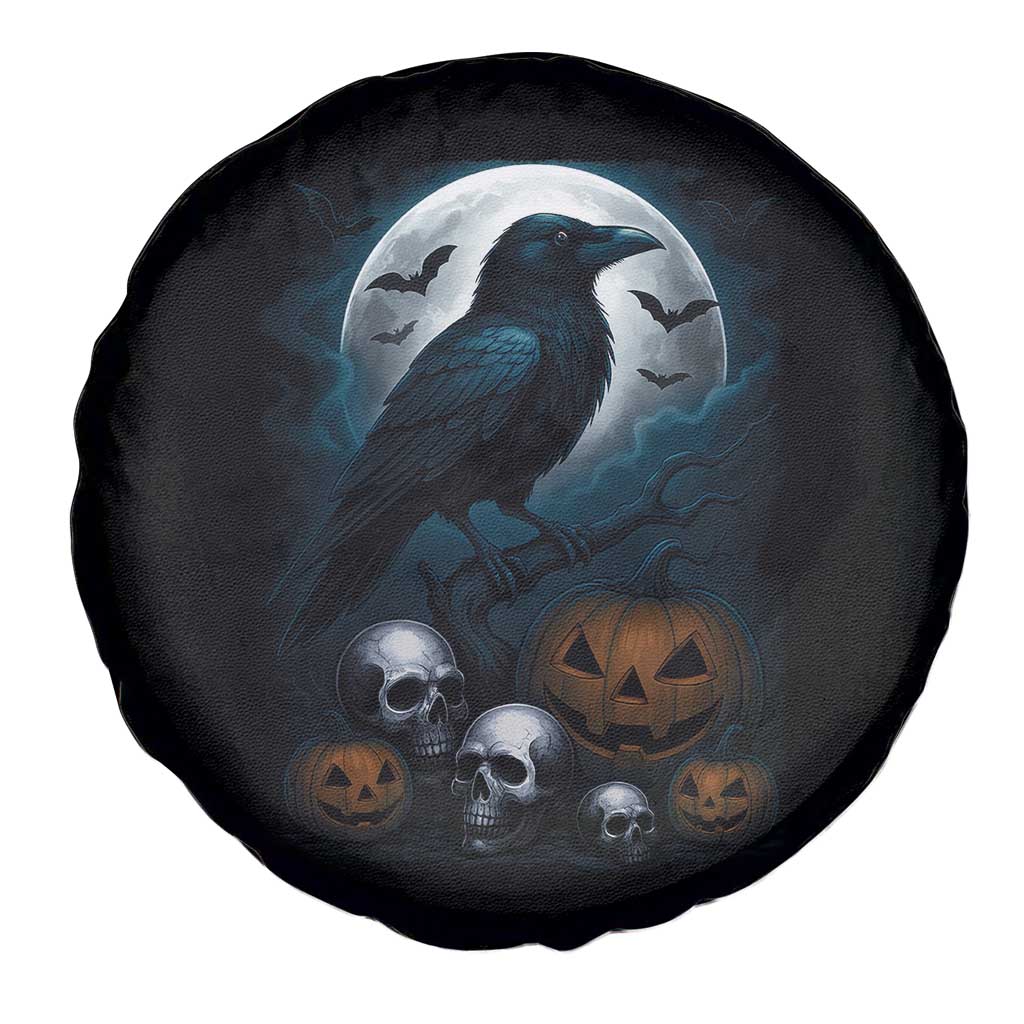 Halloween Gothic Raven Spare Tire Cover Full Moon Horror Art - Wonder Print Shop