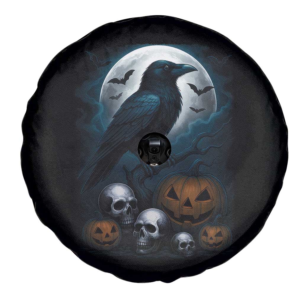 Halloween Gothic Raven Spare Tire Cover Full Moon Horror Art - Wonder Print Shop