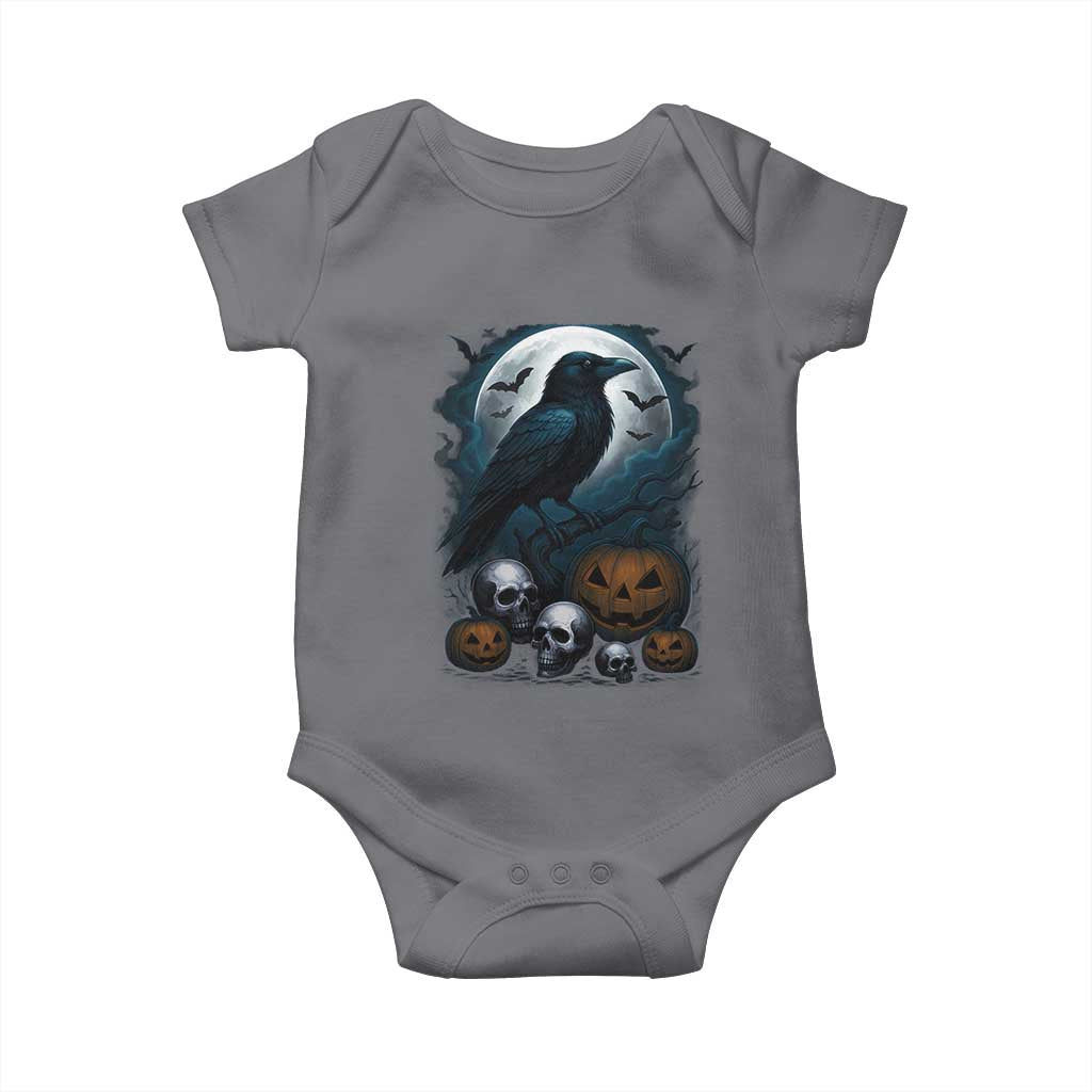 Halloween Gothic Raven Baby Onesie Full Moon Horror Art - Wonder Print Shop