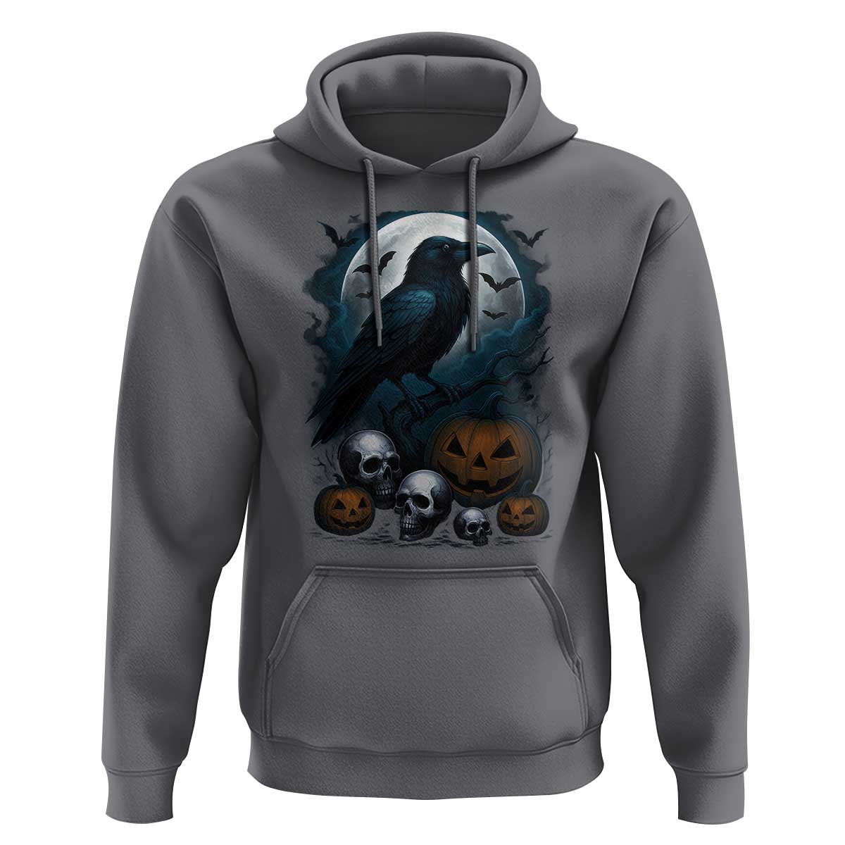 Halloween Gothic Raven Hoodie Full Moon Horror Art - Wonder Print Shop