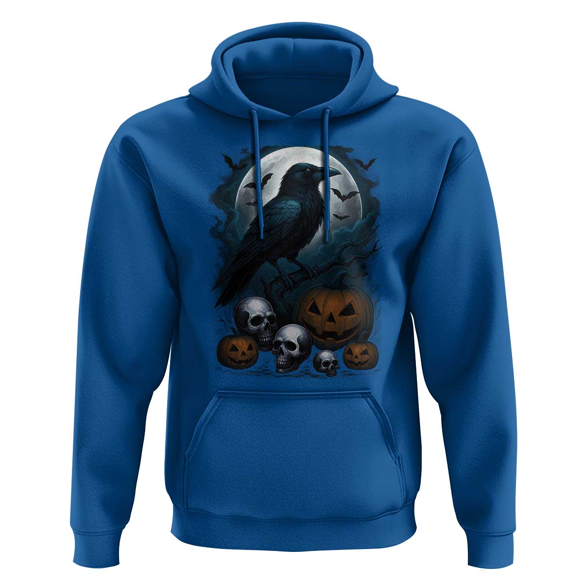Halloween Gothic Raven Hoodie Full Moon Horror Art - Wonder Print Shop