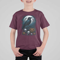 Halloween Gothic Raven T Shirt For Kid Full Moon Horror Art - Wonder Print Shop