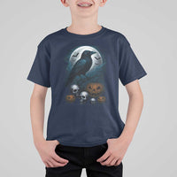 Halloween Gothic Raven T Shirt For Kid Full Moon Horror Art - Wonder Print Shop
