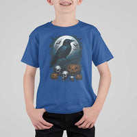 Halloween Gothic Raven T Shirt For Kid Full Moon Horror Art - Wonder Print Shop