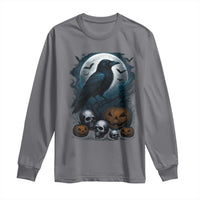 Halloween Gothic Raven Long Sleeve Shirt Full Moon Horror Art - Wonder Print Shop
