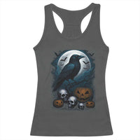 Halloween Gothic Raven Racerback Tank Top Full Moon Horror Art - Wonder Print Shop