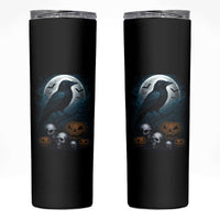 Halloween Gothic Raven Skinny Tumbler Full Moon Horror Art