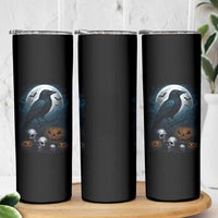 Halloween Gothic Raven Skinny Tumbler Full Moon Horror Art
