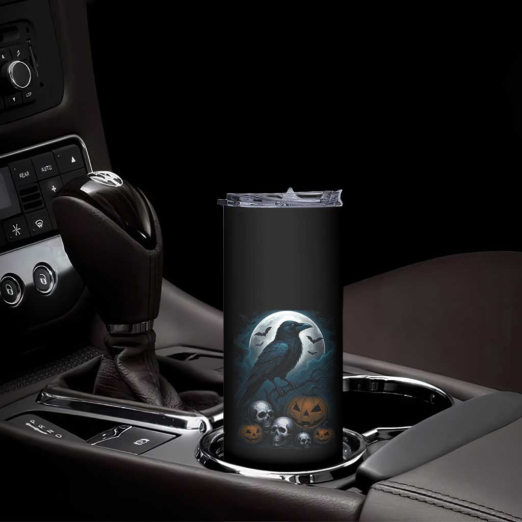 Halloween Gothic Raven Skinny Tumbler Full Moon Horror Art