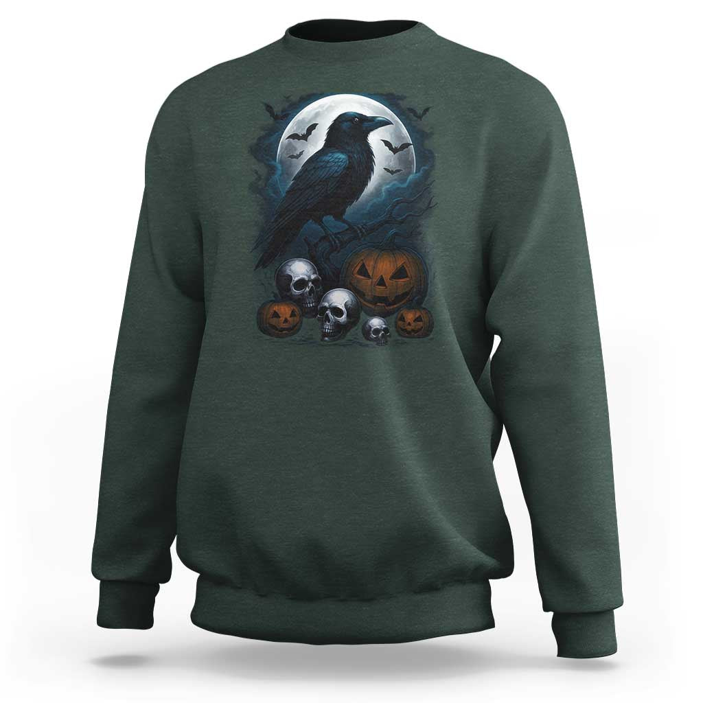 Halloween Gothic Raven Sweatshirt Full Moon Horror Art - Wonder Print Shop