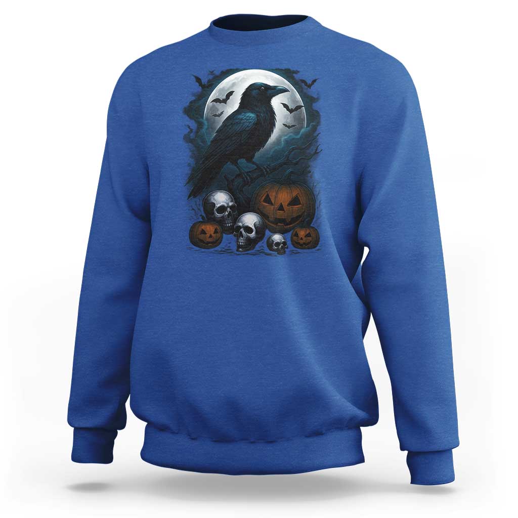 Halloween Gothic Raven Sweatshirt Full Moon Horror Art - Wonder Print Shop