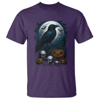 Halloween Gothic Raven T Shirt Full Moon Horror Art - Wonder Print Shop