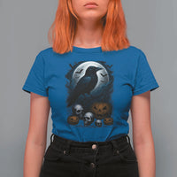 Halloween Gothic Raven T Shirt For Women Full Moon Horror Art - Wonder Print Shop