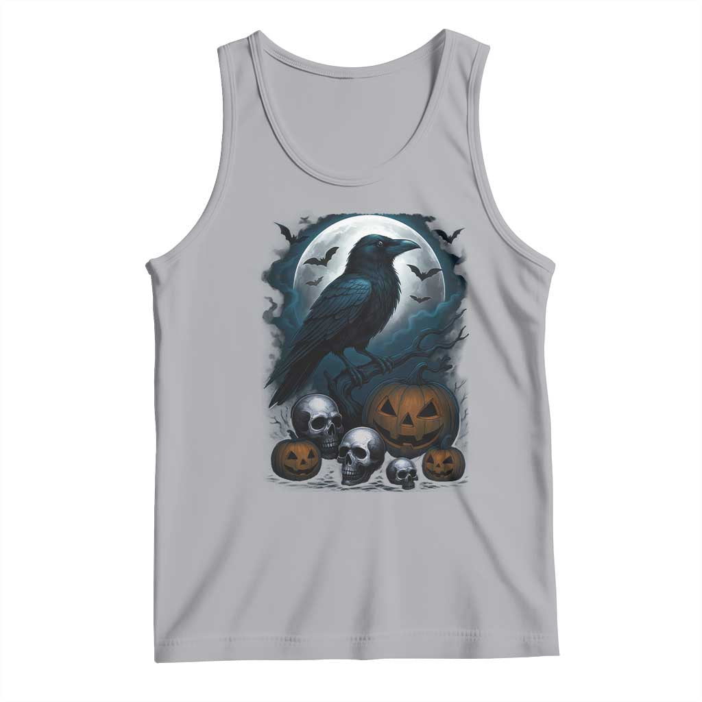 Halloween Gothic Raven Tank Top Full Moon Horror Art - Wonder Print Shop