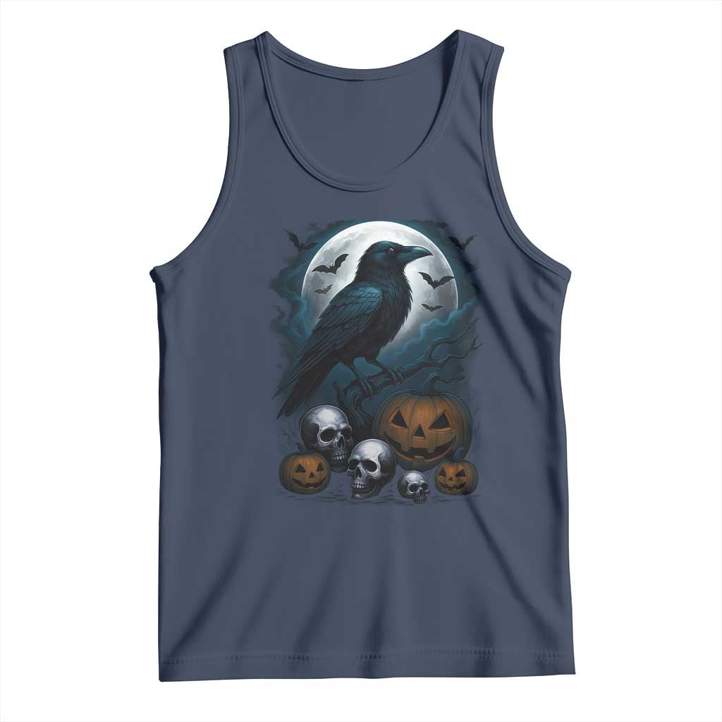 Halloween Gothic Raven Tank Top Full Moon Horror Art - Wonder Print Shop