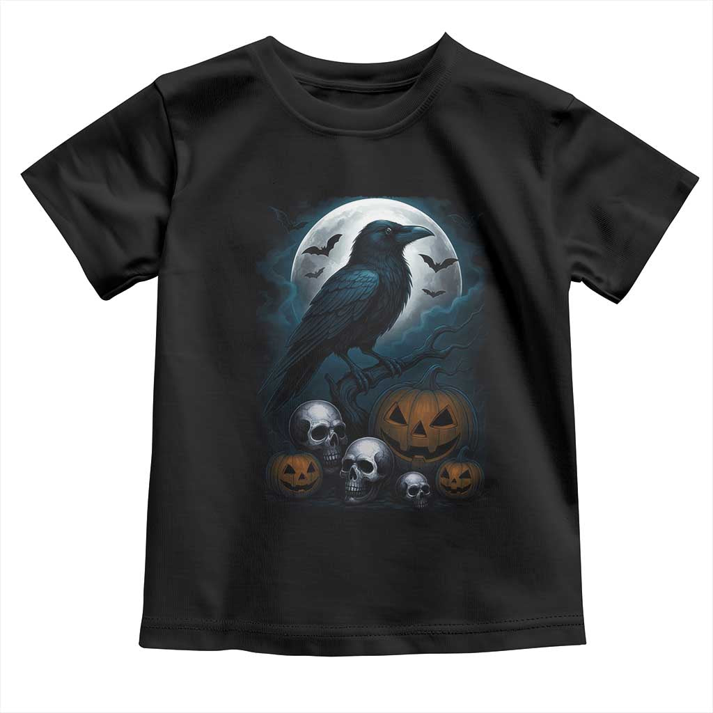 Halloween Gothic Raven Toddler T Shirt Full Moon Horror Art - Wonder Print Shop