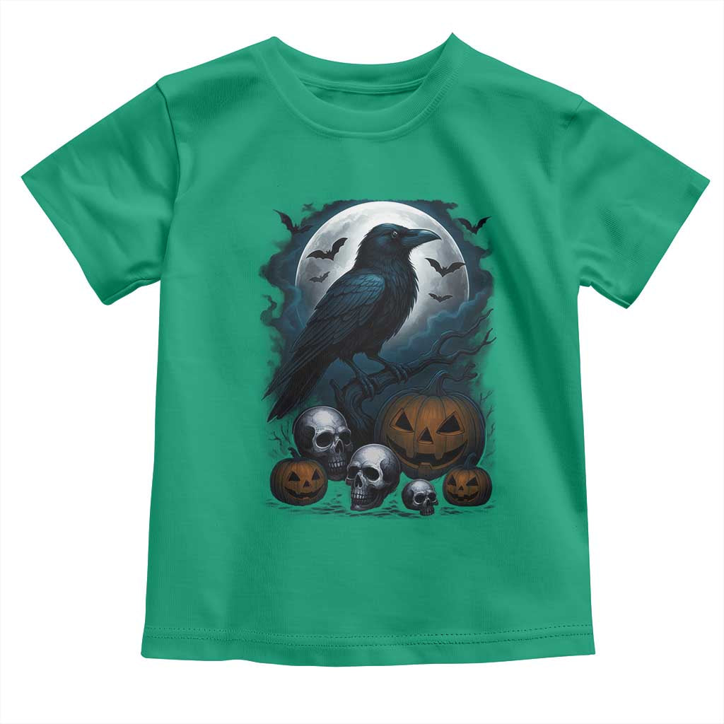 Halloween Gothic Raven Toddler T Shirt Full Moon Horror Art - Wonder Print Shop