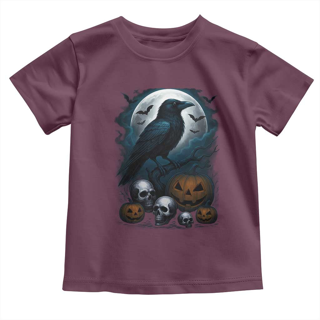 Halloween Gothic Raven Toddler T Shirt Full Moon Horror Art - Wonder Print Shop